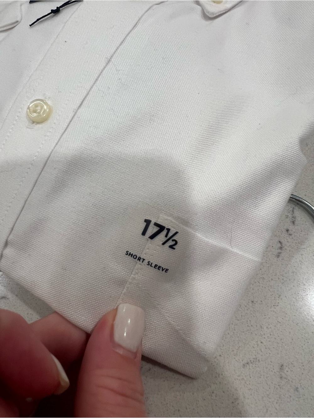NWT Stafford Men's Short Sleeve Oxford Dress Shirt in White - Regular fit 17.5 - Picture 4 of 6